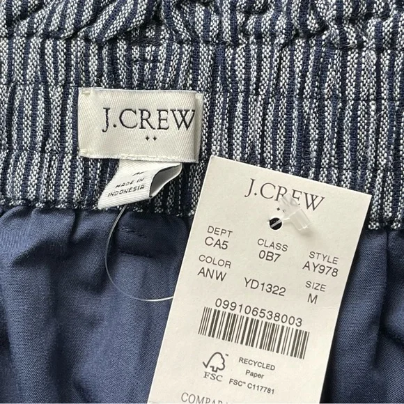 J Crew Linen-cotton paper-bag mini skirt Navy/White Striped Size Medium - Picture 11 of 11